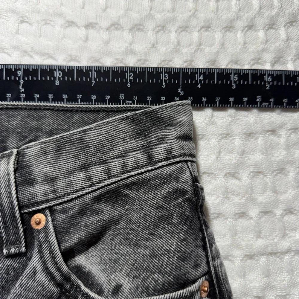 Levi's 501 Button Fly Jeans Women's 25x26 Black Grey Distressed Straight Red Tab